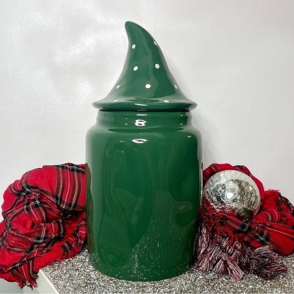 Rae Dunn Holiday Cookie Jar Green Gnome For The Holidays Christmas Decor New - Picture 5 of 9
